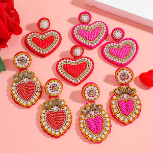 Perles de rocaille roses tressées pour la Saint-Valentin, forme de cœur mignonne, en cristal, faites à la main, pour femmes, par MULTI CRAFT - Product Image 3