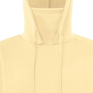 Sweat à capuche oversize en molleton de coton épais personnalisé, style streetwear, couleur crème unie, avec cagoule intégrée - Product Image 2