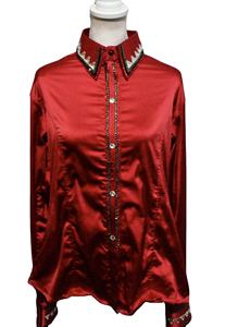 Camisa de espectáculo occidental vaquera hecha a mano en tela de tafetán elástica para uso ecuestre - Product Image 2