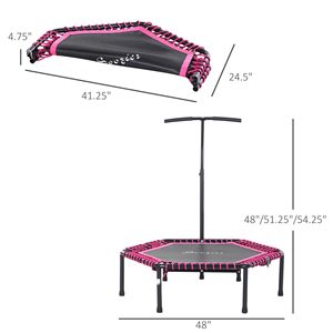 Trampolino Esagonale Jumparoo 4.5ft Rosa per Esterni con Barra Regolabile per l'Divertimento dei Giovani Esploratori - Product Image 2