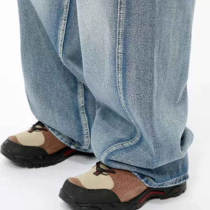 2026 Summer High-Grade Solid Color Straight Jeans for Men Vintage Pure Cotton Denim Baggy <b>Pants</b> Loose Wide-leg Casual Design - Product Image 4