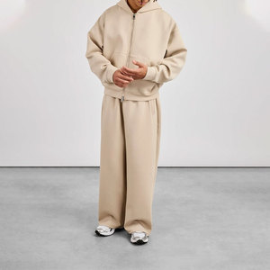 Survêtement à capuche pour hommes grande taille, gris uni, décontracté, sweat-shirt long avec poches latérales, taille élastique, coupe ample, vêtements d'automne - Product Image 4