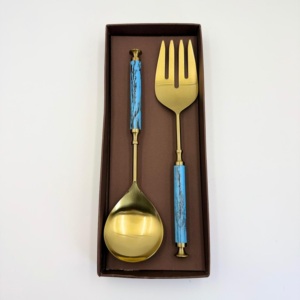 Juego de Cubiertos Artesanales para Restaurante con Mango de Resina, Acero Inoxidable con Acabado Dorado, Directo de Fábrica, Ideal para Bodas - Product Image 4