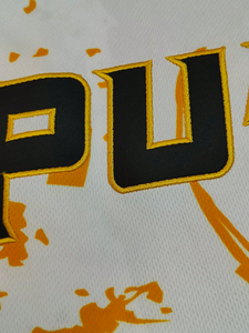 Puerto Rico Baseball Jersey Men Short Sleeve White Black <b>Gold</b> Sublimated Print <b>Button</b> Front Regular Fit All Seasons - Product Image 4