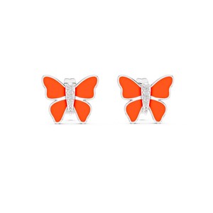 Boucles d'oreilles papillon à coupe ronde au design unique, en or massif 14 carats, bijoux en diamant pour femmes, style élégant - Product Image 6
