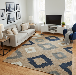 พรมปูพื้นแบบปอกระเจาพื้นหลังต่ำกันลื่นลายดอกไม้โบฮีเมียน - Product Image 1