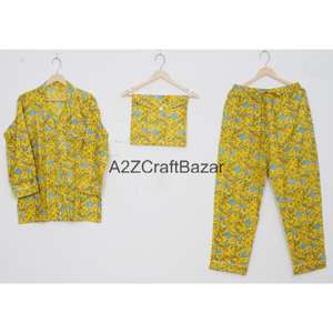 Conjunto de Pijama de Algodón 100% para Mujer, Manga Larga, Estampado Floral, Cuello Camisero, Cintura Elástica, Suave, Transpirable, de Secado Rápido, para Todas las Temporadas - Product Image 6