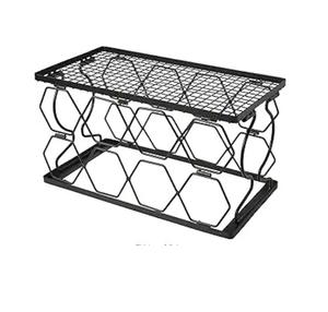 Support de rangement rectangulaire en métal noir à 2 niveaux pour 7 bouteilles de vin, décoratif, idéal pour la maison, le club ou le bar - Vente chaude - Product Image 1
