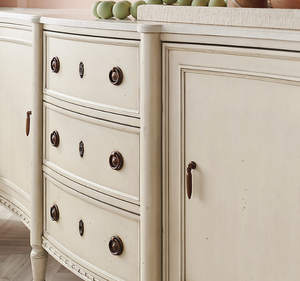 Buffet classique minimaliste en bois de mahogany massif fait main avec dessus en marbre et tiroirs pour chambre et salon - Product Image 5