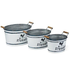 Juego de 3 cubetas para bebidas de metal galvanizado con asas para el hogar y eventos, cubetas enfriadoras de vino para bar. - Product Image 3