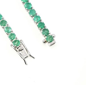 Pulsera de Esmeraldas Naturales, Plata de Ley, Chapada en Oro Blanco, Joyería de Lujo Unisex, Regalo de Aniversario de Bodas para Mujer - Product Image 2