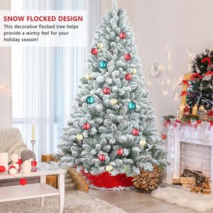 Árbol de Navidad Artificial de PVC Preiluminado de 7 pies con Ramas Articuladas y Piñas Decorativas - Product Image 6