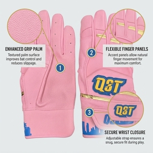 Gants de frappe de baseball professionnels à paume rembourrée, fermeture auto-agrippante, coutures durables, couleur/logo personnalisables pour équipes jeunes - Product Image 3