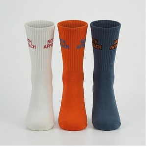 NORTH APPROACH Crew <b>Socks</b> 100% Cotton Breathable Letter Print for Adults Summer Casual Wear - Product Image 1