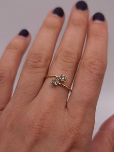 1 CT Lab Grown Diamond Engagement <b>Ring</b> in 18K Gold | Toi Et Moi Style | IGI Certified VS1 Trendy Luxury Bridal Jewelry - Product Image 1