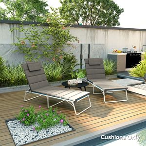 Set di 2 Cuscini per Chaise Longue da Esterno Grigio Antracite 80" X 26" UPF50+ 230gsm Olefin - Product Image 2