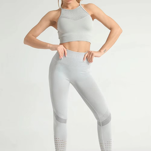 Conjuntos de Yoga Personalizados para Mujer, 2 Piezas, Logotipo Frontal, Transpirables, Ligeros, Ropa Deportiva para Gimnasio, Servicio OEM al por Mayor - Product Image 5