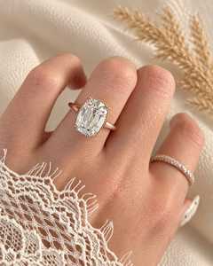 Bague de fiançailles solitaire en diamant de laboratoire taille Old Mine allongée et coussin de 3 carats, or massif 10K 14K 18K, bijoux fins, couleur IGI E - Product Image 4