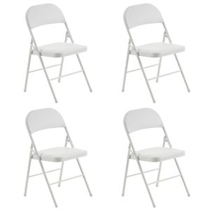 Eleganti Sedie Pieghevoli in Ferro e PVC Bianche, Set da 4 Pezzi, per Sala da Pranzo, Ospedale o Fiere ed Eventi, Codice 33292149 - Product Image 1