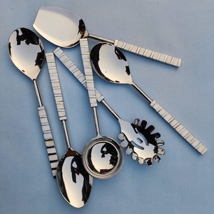 Ustensiles de cuisine professionnels en acier inoxydable avec manche en nacre, cuillères à huile, spatules, couverts - Product Image 4