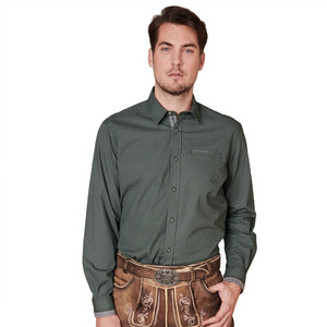 Camisa Oxford Verde Estampada de Manga Regular para Hombre, Corte Regular, Estilo Casual, 100% Algodón, Tejido de Punto, Cuello Redondo, Secado Rápido, 220g - Product Image 1
