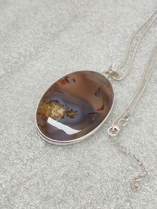 Colgante de Plata de Ley con Ágata Dendrítica Grande Hecho a Mano, Joyería Elegante, Regalo de Aniversario - Product Image 5
