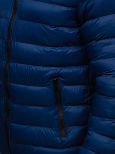 Veste matelassée bleu marine personnalisée pour homme, vente en gros, veste à capuche légère, veste rembourrée chaude pour l'hiver, veste d'extérieur, produit OEM, nouveauté ! - Product Image 3