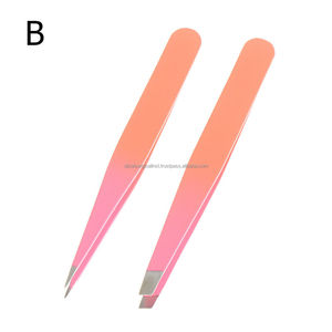 2 pinces à sourcils inclinées en acier inoxydable de haute qualité pour femmes Outil de beauté pour l'extension des cils Pince à cils pointue - Product Image 5