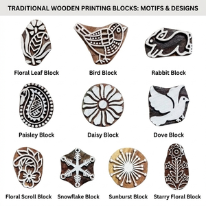 Bloques de impresión de madera de Sheesham tallados a mano y grabados, sellos florales para tela, papel, arcilla, manualidades DIY, impresión en bloques de cerámica, reutilizables - Product Image 6