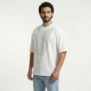 Short Sleeve O-Neck Street Style Casual Jersey Cotton Front Logo Men's Regular Fit T-Shirt Geometric Rhinestone Digital <b>Printing</b> - Product Image 6
