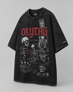 Heavyweight Vintage Acid Wash <b>T</b> <b>Shirt</b> Custom Graphic Streetwear Men Oversized Skeleton Print <b>Gothic</b> Style Cotton Apparel Tee - Product Image 4