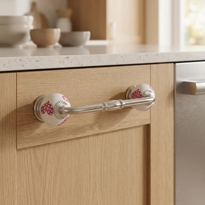 Handmade Modern Ceramic Beads Art <b>Door</b> Cabinet Bridge Handle Pull <b>Silver</b> Hardware - Product Image 3