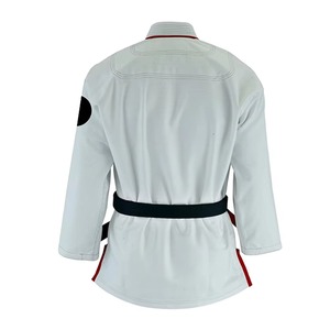 White Karate Gi Uniform Adult Unisex 100 Cotton Breathable Loose Fit Durable Martial Arts Wear with <b>Red</b> Trim and Black <b>Belt</b> - Product Image 5