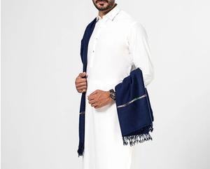 Châles en laine tricotée pour hommes, couleur bleue unie, coupe-vent, respirants, style cachemire, vente en gros, haute qualité, service OEM - Product Image 4