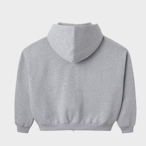 Sweat-shirt en molleton gris à capuche et fermeture éclair pour homme, coupe ample, poches, logo sur le devant, couleur unie, vêtement d'hiver, séchage rapide, respirant - Product Image 2