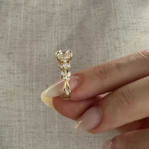 3 Carat Round Lab Grown Diamond Nature Inspired Twig <b>Engagement</b> <b>Ring</b> in Yellow Gold , <b>Unique</b> Branch Design <b>Ring</b> , IGI Certified - Product Image 4