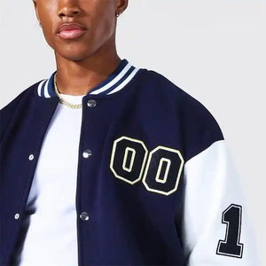 Veste universitaire classique pour homme, mélange de laine, manches en cuir, veste Letterman, étiquette privée personnalisée, OEM, streetwear - Product Image 4