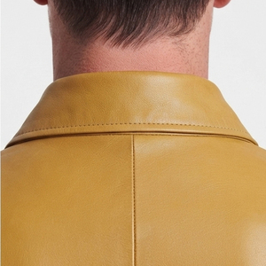 Manteau long en cuir véritable pour homme de haute qualité, à double boutonnage, pour tenue de travail, longueur intégrale - Product Image 5