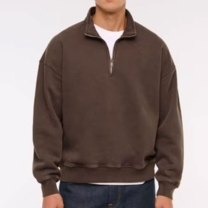 WHOLESALE <b>Men's</b> <b>Turtleneck</b> Half Zip Sweatshirt Quarter Zip Blank 100% Organic Cotton Plus Size Drop Shoulder Sweatshirt <b>for</b> <b>Men</b> - Product Image 1