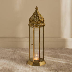 Moroccan Style Wholesale Moroccan <b>Gold</b> Metal Candle Holder <b>Lantern</b> for Ramadan Tabletop and Floor Decorations - Product Image 2