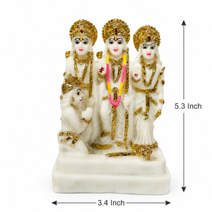 Idole Art Déco en résine blanche et dorée Ram Darbar avec Lord Rama, Sita, Lakshman et Hanuman pour les occasions festives - Product Image 2
