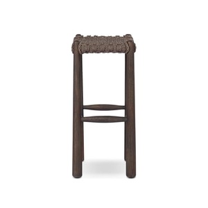 Chaise de bar contemporaine en rotin naturel avec siège à motif tressé et structure robuste pour café, bistrot et mobilier de bar - Product Image 3
