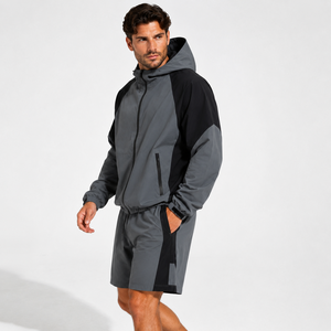 Ensemble deux pièces coupe-vent personnalisé pour homme : veste et short en nylon technique tissé, séchage rapide, idéal pour l'été, le streetwear et le jogging – Fournisseur - Product Image 2