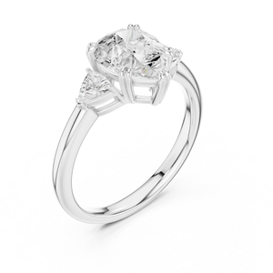 Bague de fiançailles de luxe en or blanc avec trois diamants taille poire, bijoux fins pour femme - Product Image 3