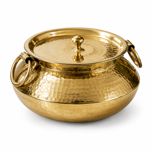 Olla de Latón Martillado con Tapa de 2.5L, Olla Tradicional para Cocinar, Cazuela, Utensilios para Servir Alimentos, Vajilla para Hoteles, Restaurantes y Catering, Venta al por Mayor - Product Image 1