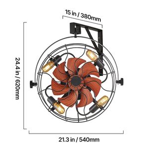 21-Inch <b>Wall</b> <b>Mounted</b> Metal Fan with <b>Lights</b> 6-Speed <b>Plug</b> <b>Wall</b> Fan Timer 360 Adjustable Tilt 20W Power USB Source - Product Image 5