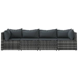 Conjunto de Muebles de Jardín de Ratán PE Gris con Acero con Recubrimiento en Polvo y Poliéster - Product Image 3