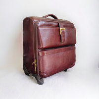 Valise trolley légère en cuir véritable de 20 pouces, portable, pour le voyage d'une nuit, avec logo personnalisé, roues pivotantes et fermeture éclair – Vente en gros