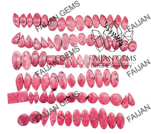 Par de cabujones de thulita Rosa natural hechos a mano, piedras preciosas Rosas a juego para pendientes, fabricación de joyas, pedidos al por mayor y personalizados - Product Image 3