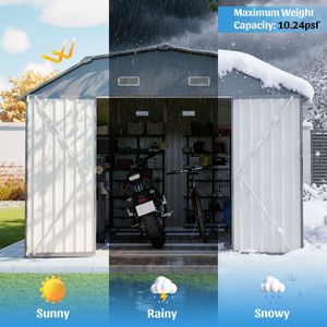 Capanno da Giardino Robusto 3x3,6 m Grigio, Resistente alla Ruggine, in Acciaio, con Kit Telaio per Pavimento - Product Image 3